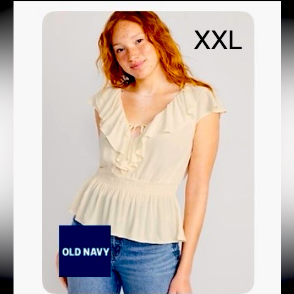 XXL Cream Ruffle Top - NWOT